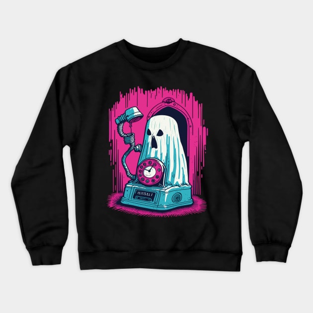 Ghostly Telephone Crewneck Sweatshirt by Maria Murtaza